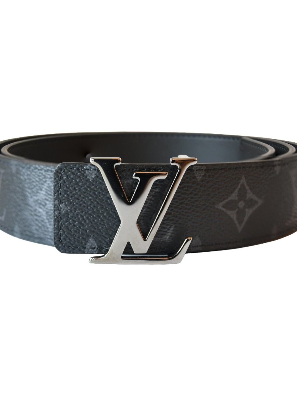 Louis Vuitton Initiales Ruthenium-Finish Buckle Reversible Belt Monogram Eclipse